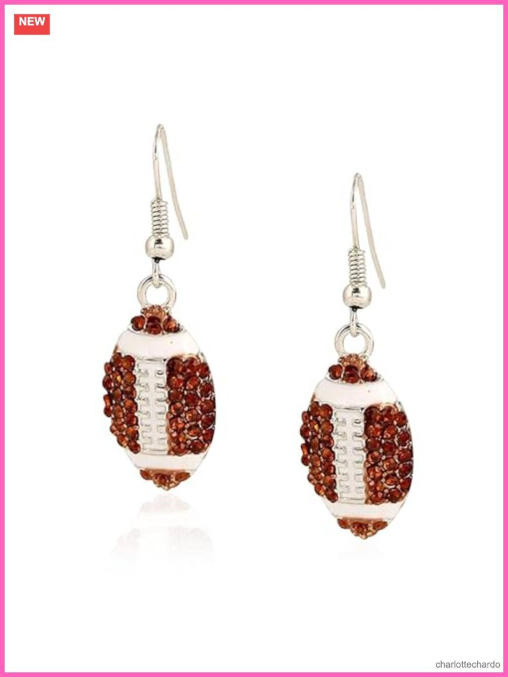 Rhinestone Football Rugby Dangle Drop Stud Earrings Sports Fan Jewelry